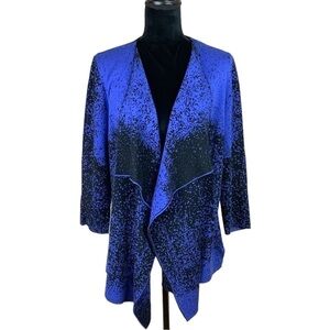 KASPER COLORBLOCK OPEN FRONT ASYMMETRICAL CARDIGAN